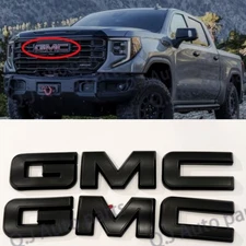 Front & Rear Matte Black OVERLAY Emblem Badge Fit 2023 2024 2025 GMC Canyon