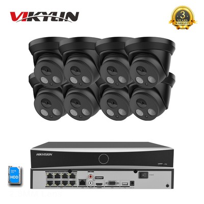 Hikvision 8CH POE NVR 4K IP Turret Security Camera System IR MIC 2.8mm Black lot