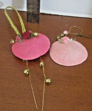 Lot of 2 Pink Painted SAND DOLLARS Christmas Ornaments