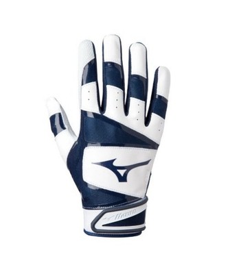 MIZUNO 303 Batting Gloves White/Navy Size Med. Flexmesh/Quick Adjust