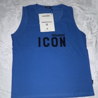 DSQUARED2 ICON Blue Men's XXL Sleeveless Pullover Tank Crew Neck Logo