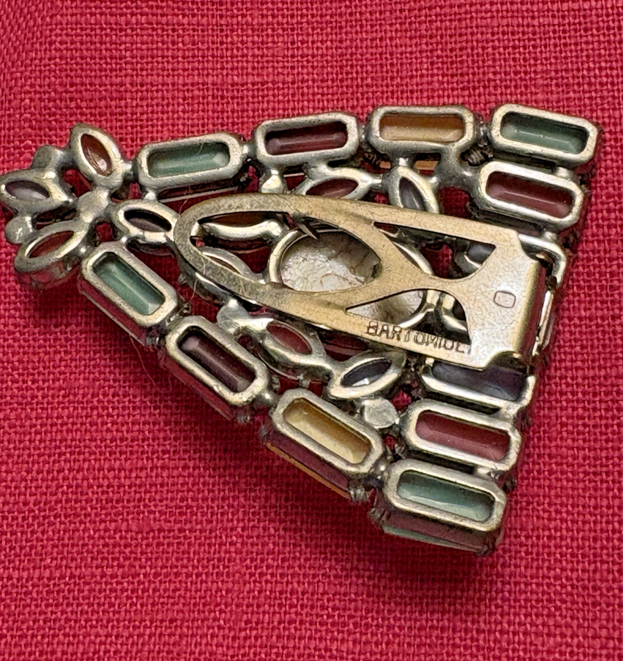 Rare VTG Signed Bartomioli Art Deco Retro Dress Clip Brooch Pastel ...