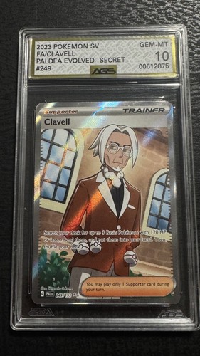 2023 Pokemon Paldea Evolved Full Art Clavell #249 AGS 10 Gem Mint