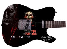 Tobin Bell Saw Jigsaw Movie Signed Custom Graphics Guitar ACOA