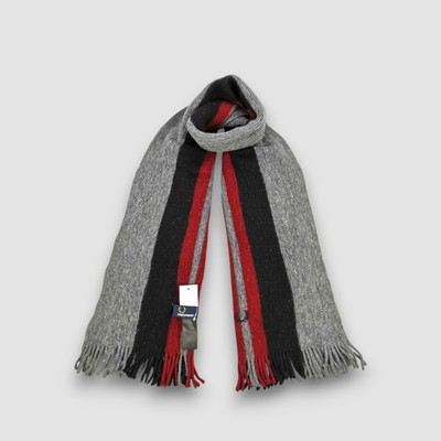 Fred Perry Wool Scarf Vintage Ribbed Knit Muffler Christmas Winter Scarves 12x56