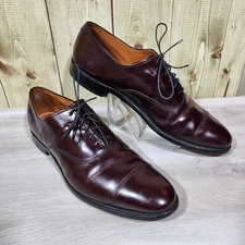ALLEN EDMONDS BROWN LEATHER PARK AVENUE CAP TOE OXFORDS, SIZE 12 A