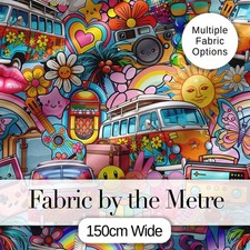 Cute  Hippie Rainbow Toys Collage Seamle Fabric Material Craft Sewing Textile UK