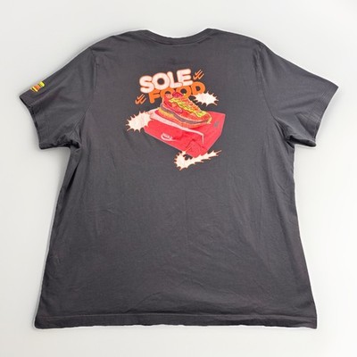 The Nike Tee Sole Food Burger Shoe Graphic Distressed Black S/S T Shirt Size 2XL