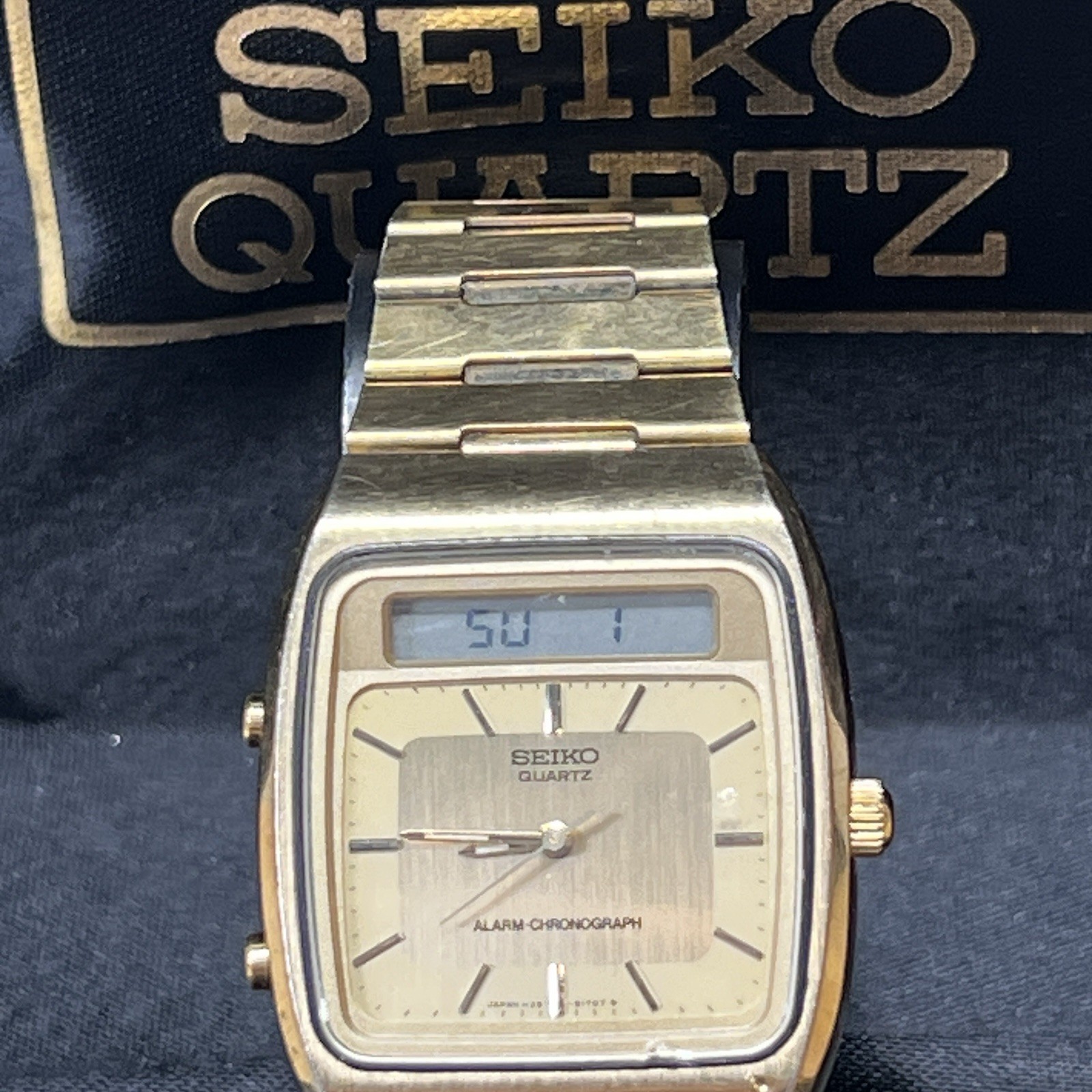 Rare Vintage Bond SEIKO Men Watch Dual Analog Digital H357-5109 Receipt + BOX image 5