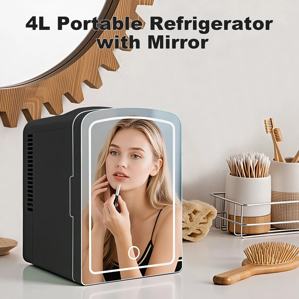 Mini Nevera 4L para Maquillaje y Bebidas - Espejo LED Refrigerador para Cuidado de la Piel - Coche/Hogar Foto 2 de 4