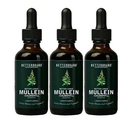 3 PACKS Betterbrand Mullein Leaf Extract Drops   With Chlorophyll for LungHealth
