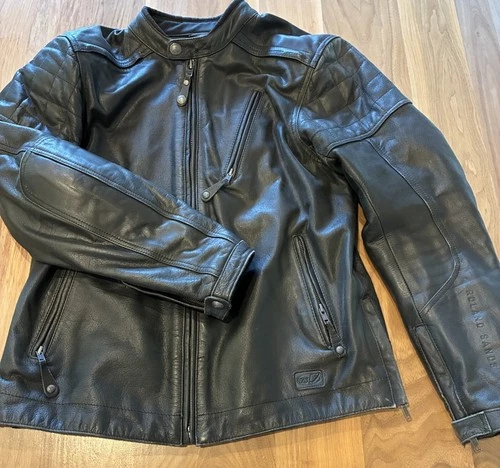 Roland Sands Black Buffalo Leather Moto Jacket Jagger W/Armor Knox Pads Vented S image 3
