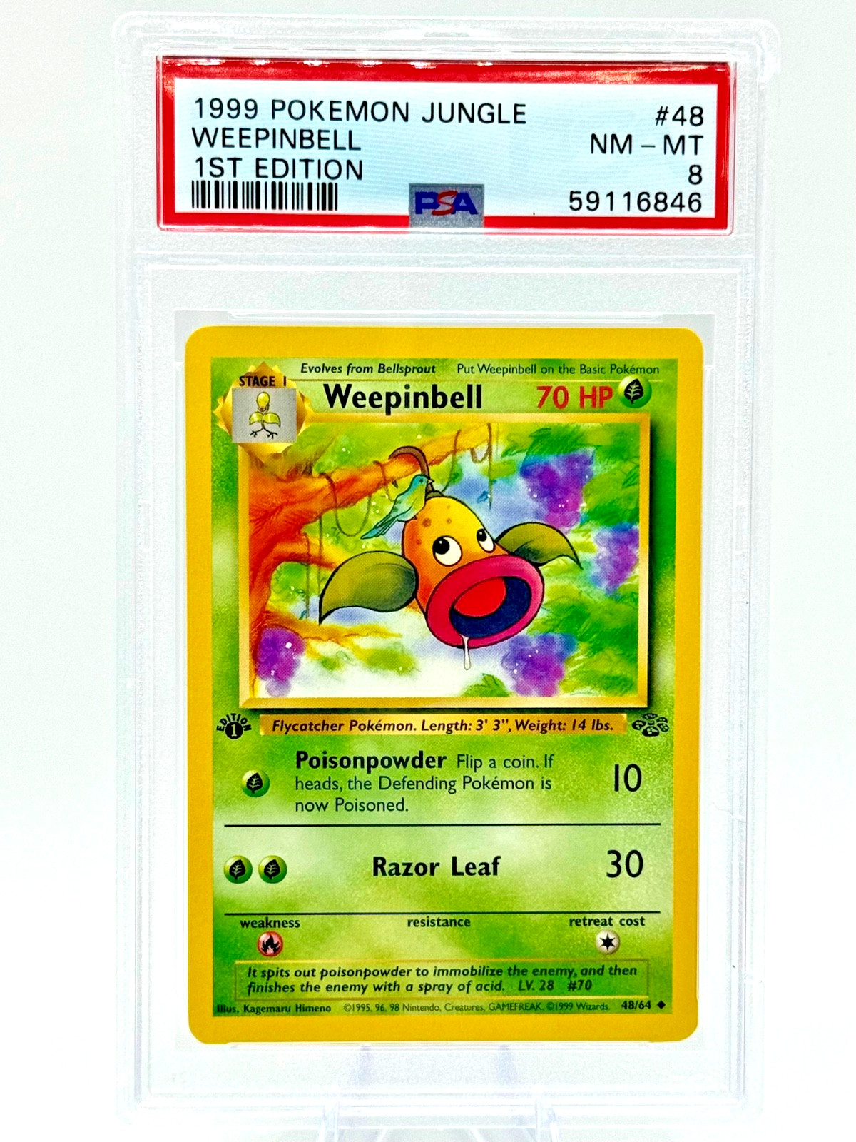 1999 Pokémon Jungle 1st Edition Weepinbell 48/64 PSA 8 NM-MT