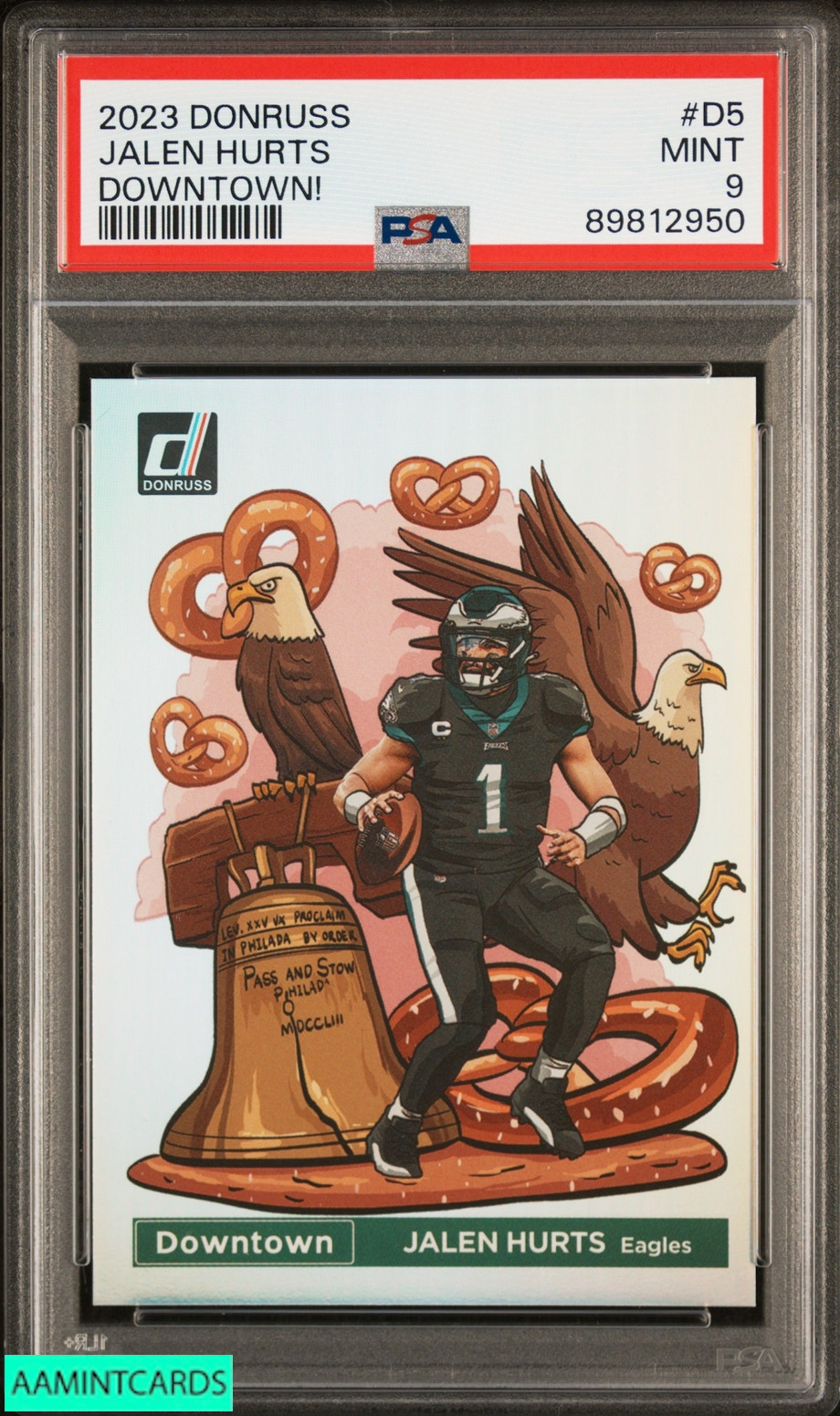 2023 PANINI DONRUSS DOWNTOWN! JALEN HURTS #D5 EAGLES PSA 9 MINT