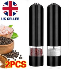 Set of 2 Electric Salt & Pepper Grinder Adjustable Coarseness with Light Auto