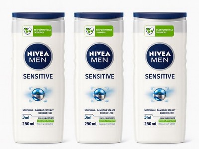 NIVEA MEN Sensitive Body Wash 250ml   3 Pack   Soothing for Sensitive Skin