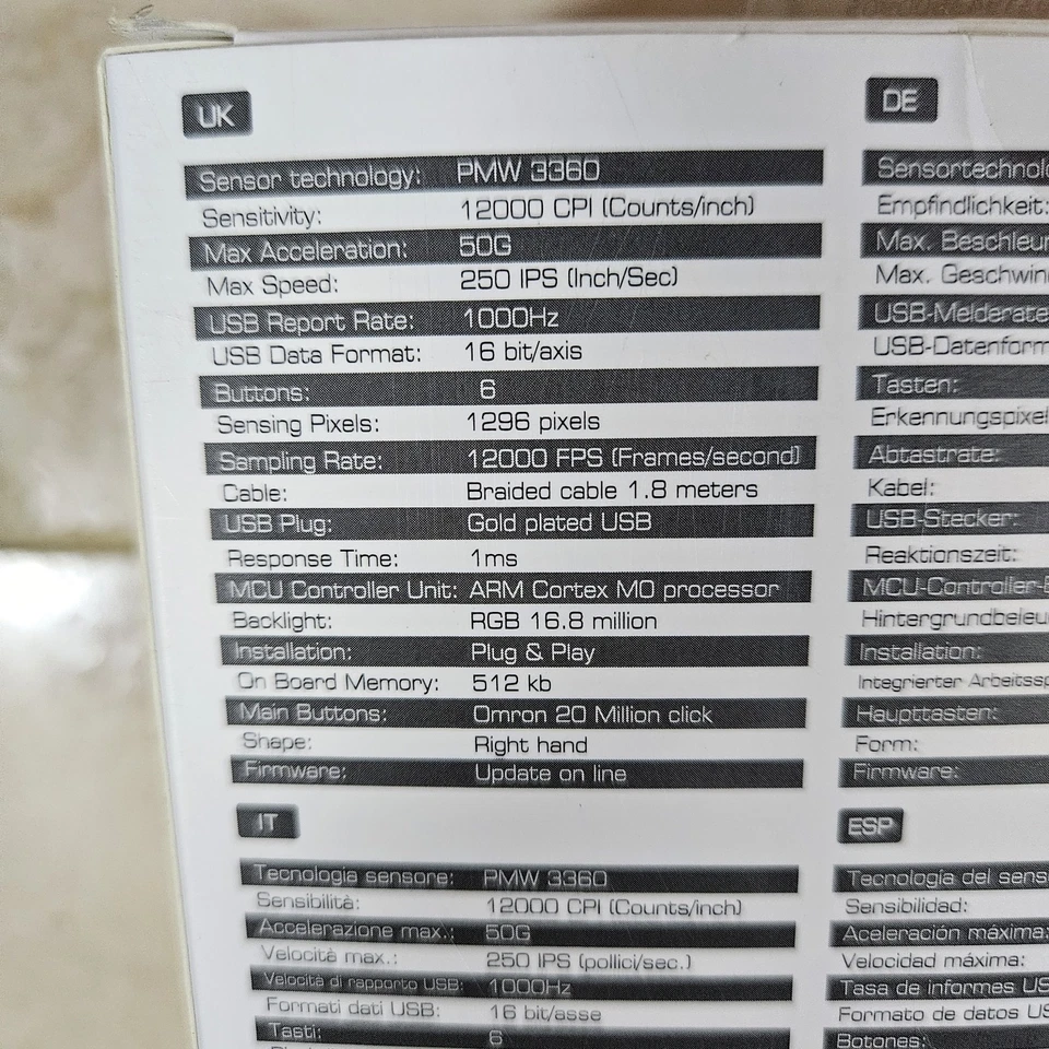 Qpad DX-120 12K Dpi Fps Gaming Mouse Multi effect led 1.8m Usb Cable Sealed Box - Image 4 of 4