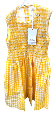Kidiwi Handmade Kleid Gelb Kariert   Gr. 12A, Länge 79 cm