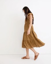 MADEWELL Brown Tiered Midi Cottage Dress in Prairie Brown Daisy - Small