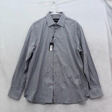 John Varvatos USA Dress Shirt Mens 17R XL Gray Geometric Business Casual Stretch