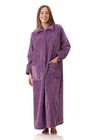 Womens Givoni Purple Long Length Zip Fleece Luxury Dressing Gown Bath Robe – 32