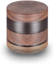 2.5inch Walnut Solid Wood Metal Herbal Herb Spice Grinder Crusher in Black