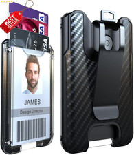 Durable ID Badge Holder with Metal Clip Black Polycarbonate Holds 1  4 Cards - US