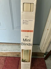 New Old Stock  Basics Vinyl Mini Blinds Alabaster 39” Wide X 64” Long 1” Wide