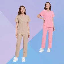 Wholesale NiaaHinn Unisex Medical Scrubs Set - Custom Logo V-Neck Top