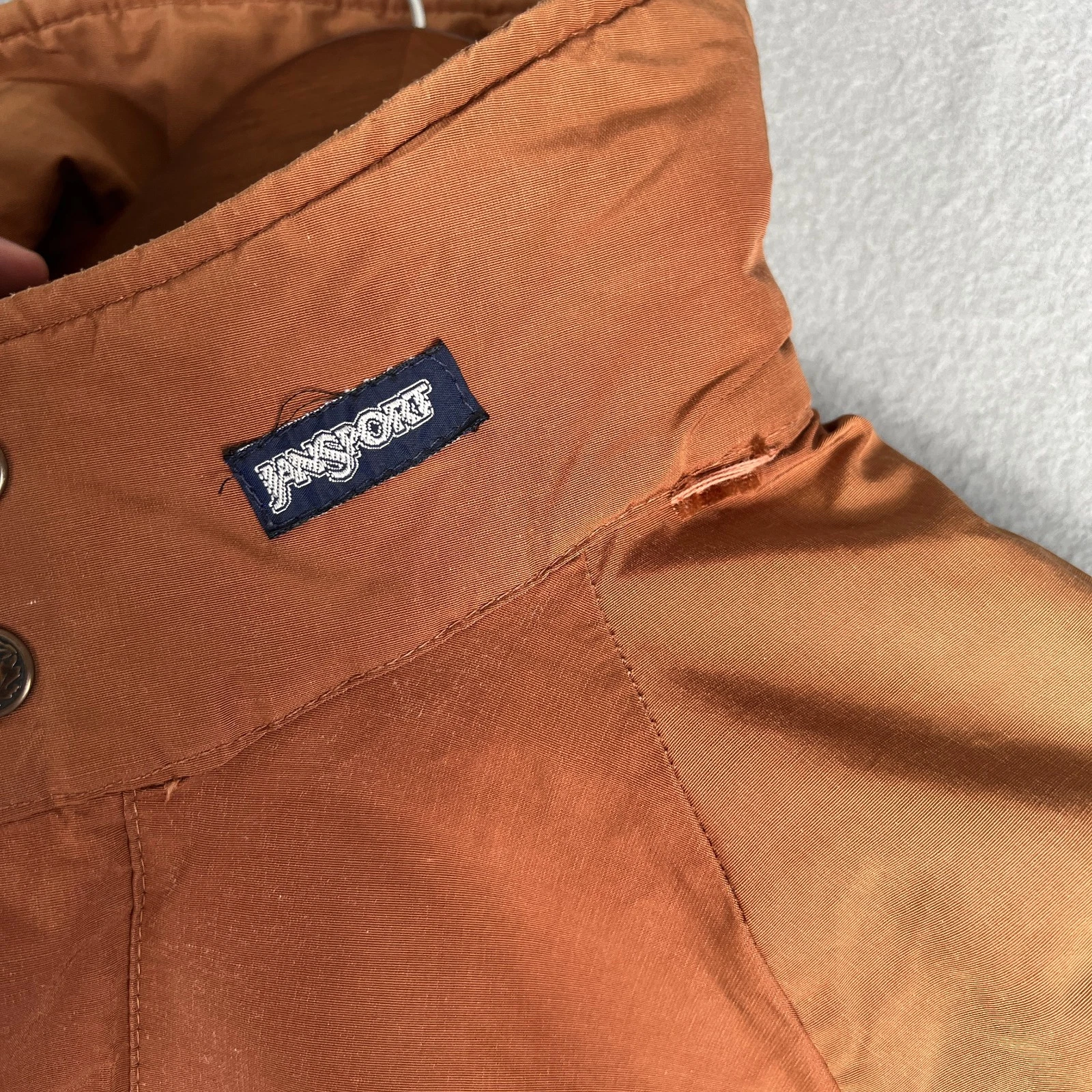 VTG JanSport Anorak Jacket Pullover Fits S Colorblock Snap Front Pouch Pocket - product detail image 3