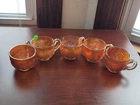 (5) Stippled Northwood Carnival Glass Marigold Grape & Cable Punch Cups