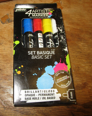 Pebeo 4Artist Oil Based Permanent Paint Marker Basic Set, 5 Colours