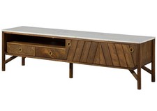 TV-Board Mango 180x45x50 braun geölt / echter Marmor LOS ANGELES #02