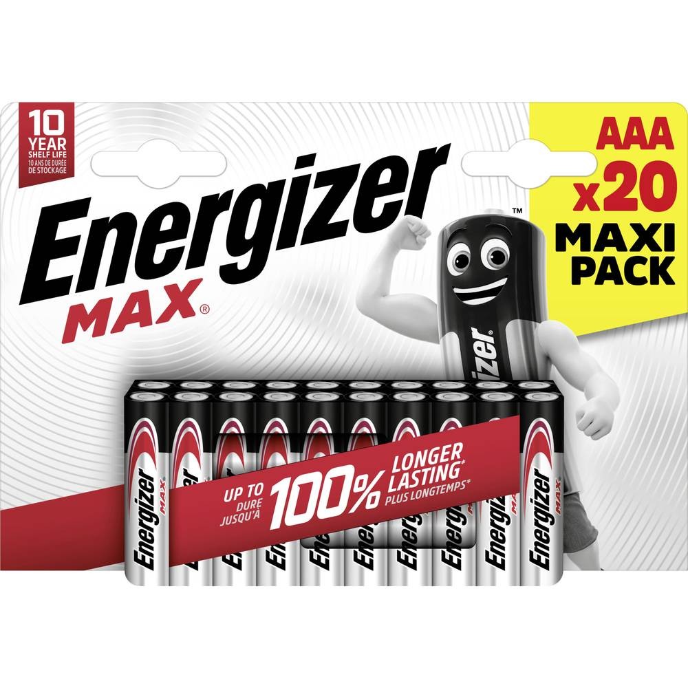 Pile LR3 AAA Energizer Max alcaline 1.5V lot de 20 pour télécommandes