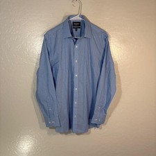 Bonobos Shirt Mens 16.5 34/35 Blue Polka Dot Slim Fit Wrinkle-Free Button Front