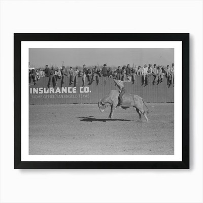Gerahmtes Wandbild Poster Leinwanddruck Bild Rodeo Performer reiten Brahma Stier