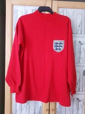 TOFFS Men's Retro Long Sleeved England 1966 Football Shirt Cotton Size XL Red