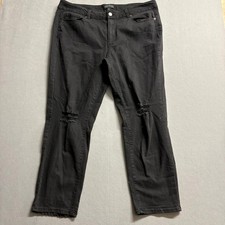 Forever 21 Plus Size 16 Black Distressed Skinny Jeans Stretch Ripped Knee