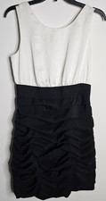 Express Black/Ivory Sleeveless Scoop Neck Sheath Dress Ruffle Skirt Size M