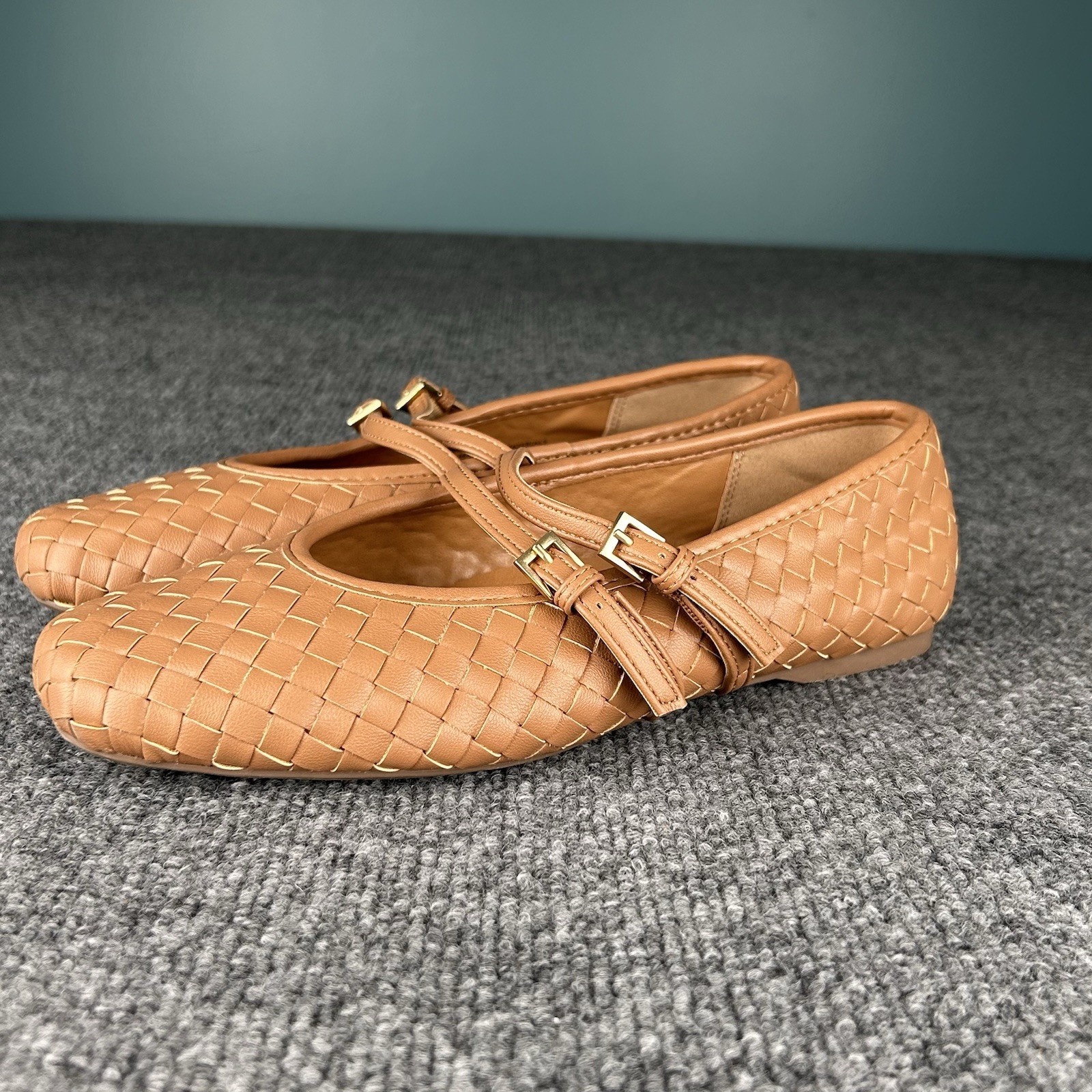 Dolce Vita Tan Beige Womens 8 Woven Double Strap Mareesa Flat Mary Jane Shoes