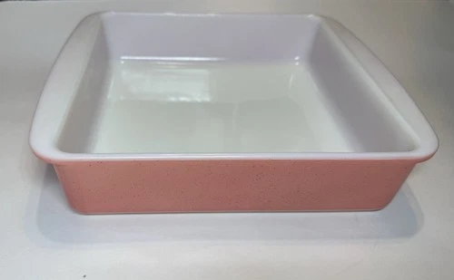 Pyrex Flamingo Pink #222 8-Inch Square Casserole Baking Dish w/Handles VTG