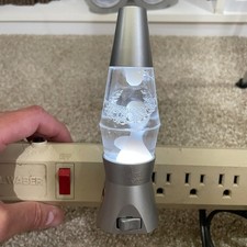 Rare Mini The Original Lava Brand Night Light Silver & White Plug In Led Light