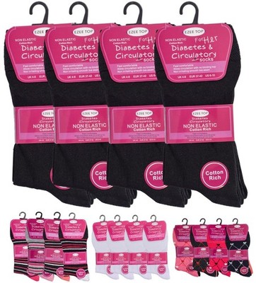 12er Pack Damen nicht elastische Socken DIABETIKER sanft 4-8 Knöchel lose ANTI SCHWELLUNGEN