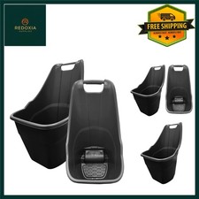 Image of Heavy Duty Plastic Rolling Garden Cart with Wheels 55L Black Charcoal