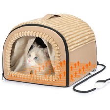 Smart Heated Cat Bed Cave Pet House for Indoor Cats  Small Dogs, Washable  Fol