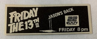 1987 WLFL tv ad movie FRIDAY THE 13TH III Jason's Back