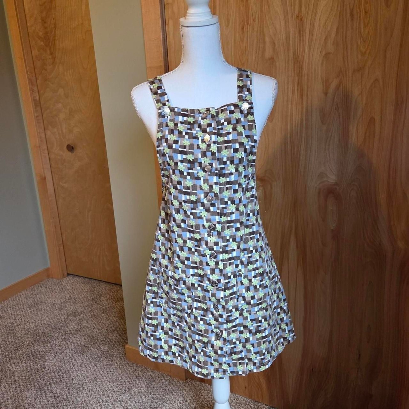 Vintage 90s Floral overall mini Dress