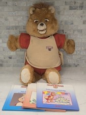 1985 TEDDY RUXPIN Doll w 3 Books Worlds of Wonder WOW Tested Works Read Descript