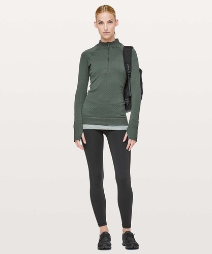 Lululemon Womens Rest Less 1/2 Zip Size Large Ivy Green Performance Activewear - Bild 8 von 10