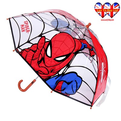 Spider-Man Transparenzschirm, Kinderkuppelschirm, offiziell lizenziert   